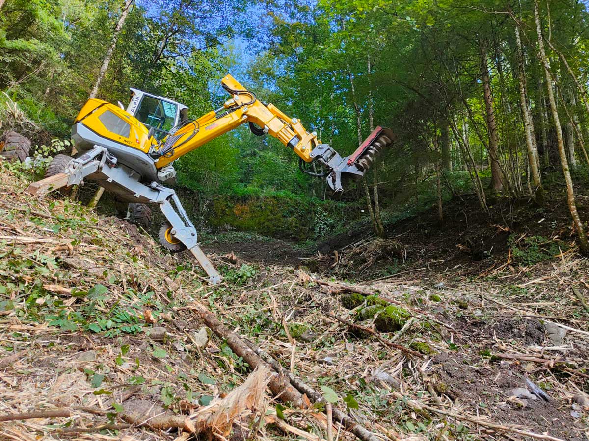 Photo de la pelle araignée de TP Alpin - Travaux publics & terrassement en Haute-Savoie